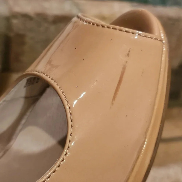 Michael Kors Hamilton Peep Heels Dark Nude Patent Leather Wmns 6.5 - Picture 7 of 16